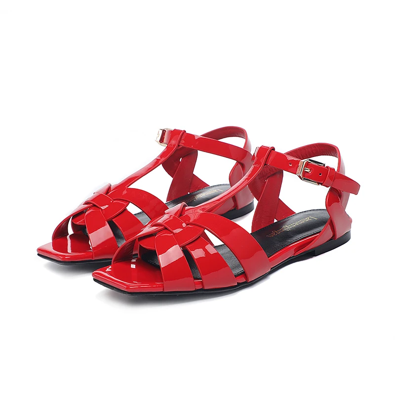 Sandalias romanas antideslizantes con punta abierta para mujer, zapatos de cuña con hebilla, diseño de lujo, para playa y exteriores, tallas 35-43, 2023