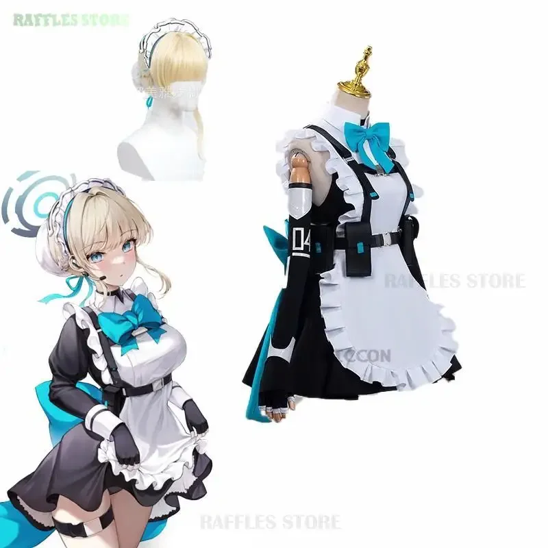 Asuma Toki cosplay maid dress blue ware cosplay game girl Women uniform longuette skirt bow Lolita suit sexy cute set