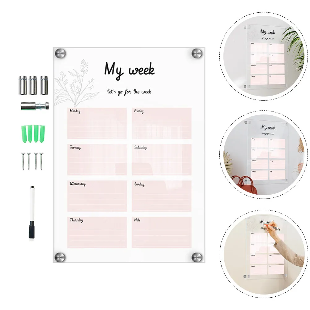 

Набор из 1 прозрачной акриловой подвесной доски для заметок, многоразовая доска для записей на стену, дверь, для дома, офиса, кафе, функциональная, компактная