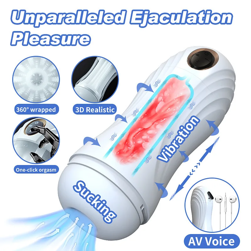 Automatic Male Masturbator with Sucking Thrusting Functions Vibrating Oral Sex Simulator Rechargeable Hands-Free Adult Sex Toy