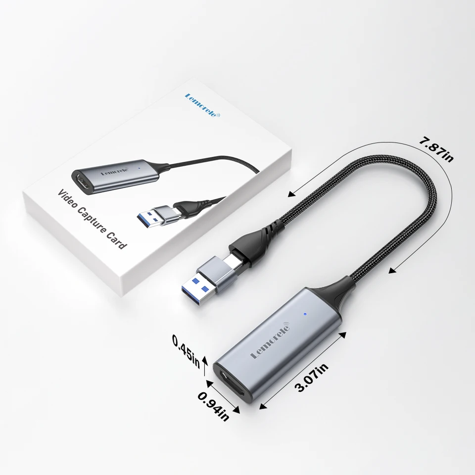 Lemorele USB 2.0 Video Capture Card HDMI-compatible to USB/Type-c
