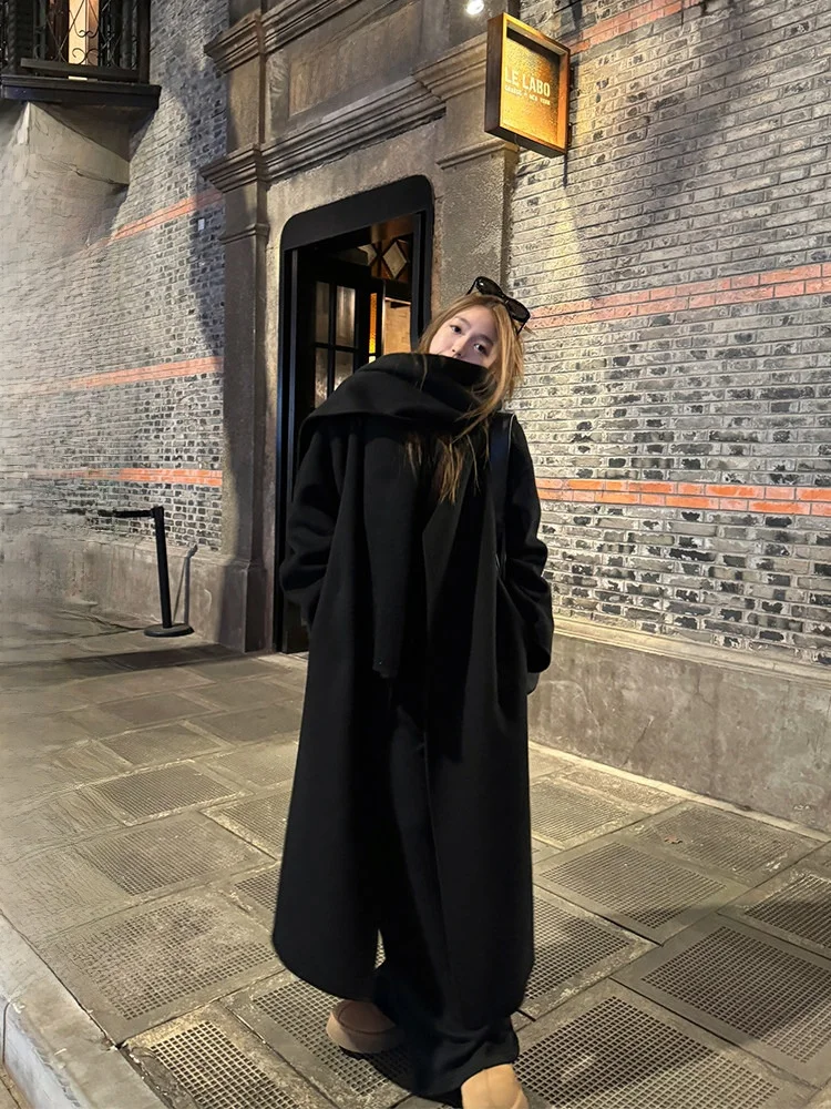 

RereOstrich матовый шерстяной шарф пальто женское длинное све теплое осенне-зимнее пальто высокого качества Faion Commute Sle