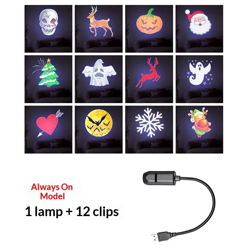 1 Set USB Powered Room Ambient Projector Night Light Christmas Halloween Ceiling Wall Decor Lamp