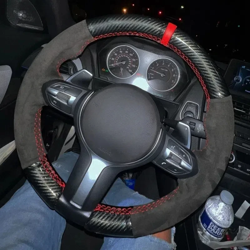 

Car Steering Wheel Cover Customized Black Suede For BMW F87 M2 F80 M3 F82 M4 M5 F12 F13 M6 F85 X5 M F86 F33 X6 M F30 M Sport
