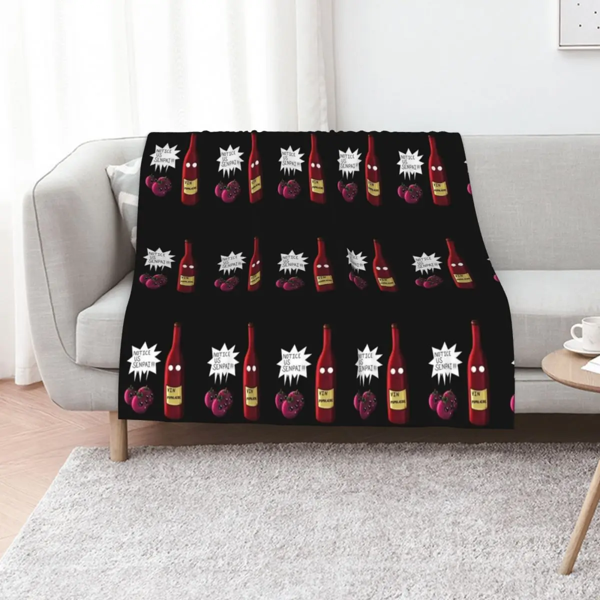 Mr. Popular Notice us Senpai!!! wine and grapes Throw Blanket sofa bed Retros Stuffeds Custom Travel Plush Blankets