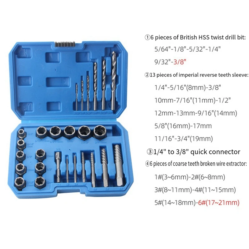 أداة لولبية سداسية من الفولاذ الفضي ، تُستخدم لإزالة المسامير والبراغي والمسامير التالفة ، 26 صولًا