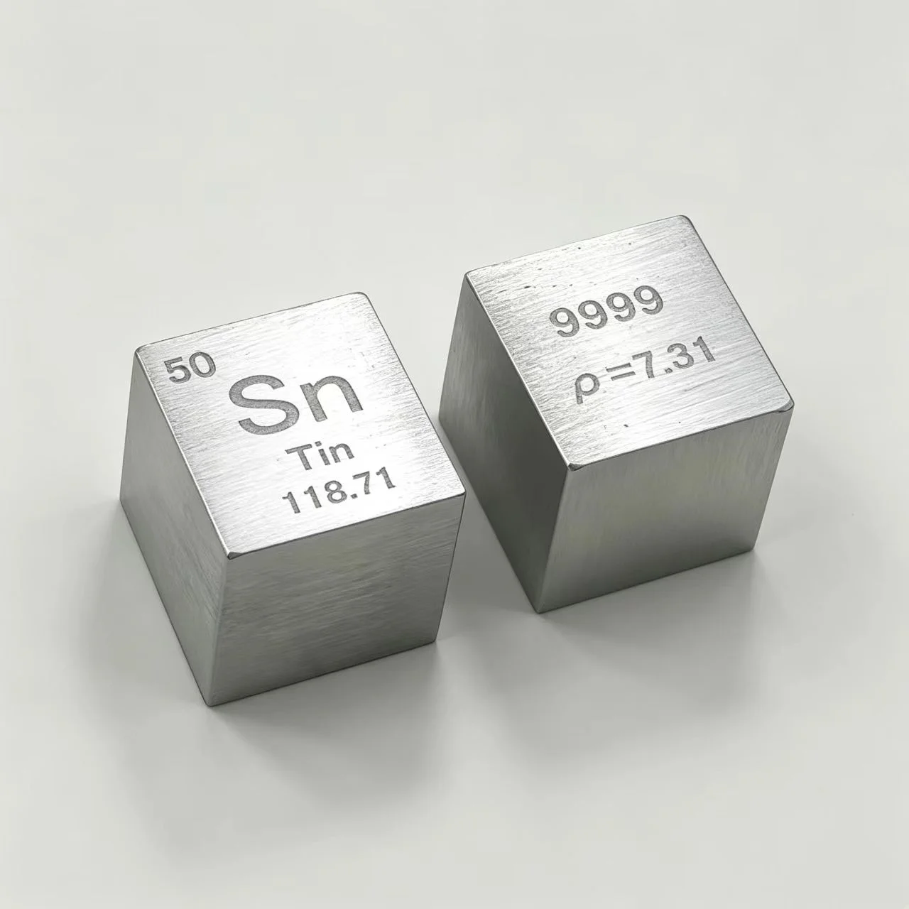 Cube de métal d'étain de haute pureté 10mm/25.4mm en forme de tableau périodique Sn99.99% pour des fins éducatives et de collection