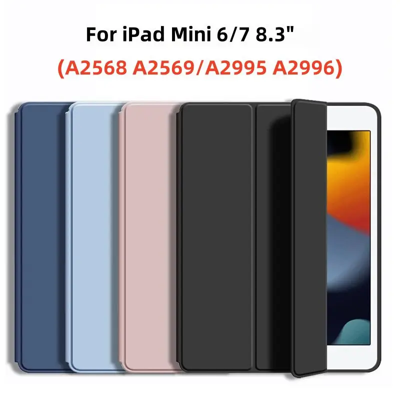

Чехол для iPad Mini 7, 2024, тройной чехол из искусственной кожи, мягкая задняя подставка для планшета, чехол для iPad Mini 6, чехол для iPad Mini 7, 8,3 дюйма