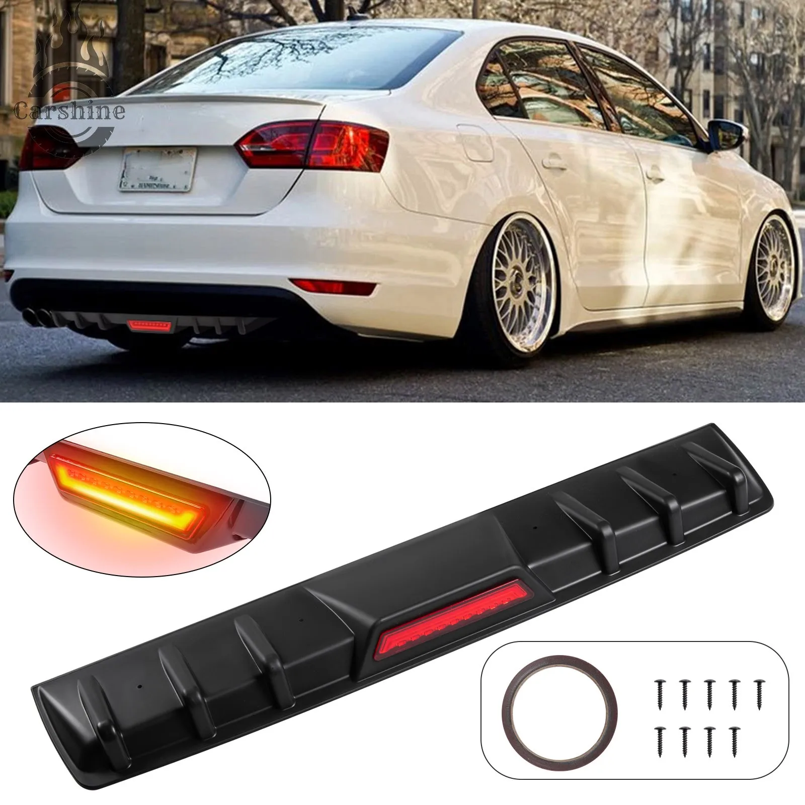 

Rear Bumper Diffuser Lip Shark Fins Splitter Reflective Strip Matte For Lexus SC