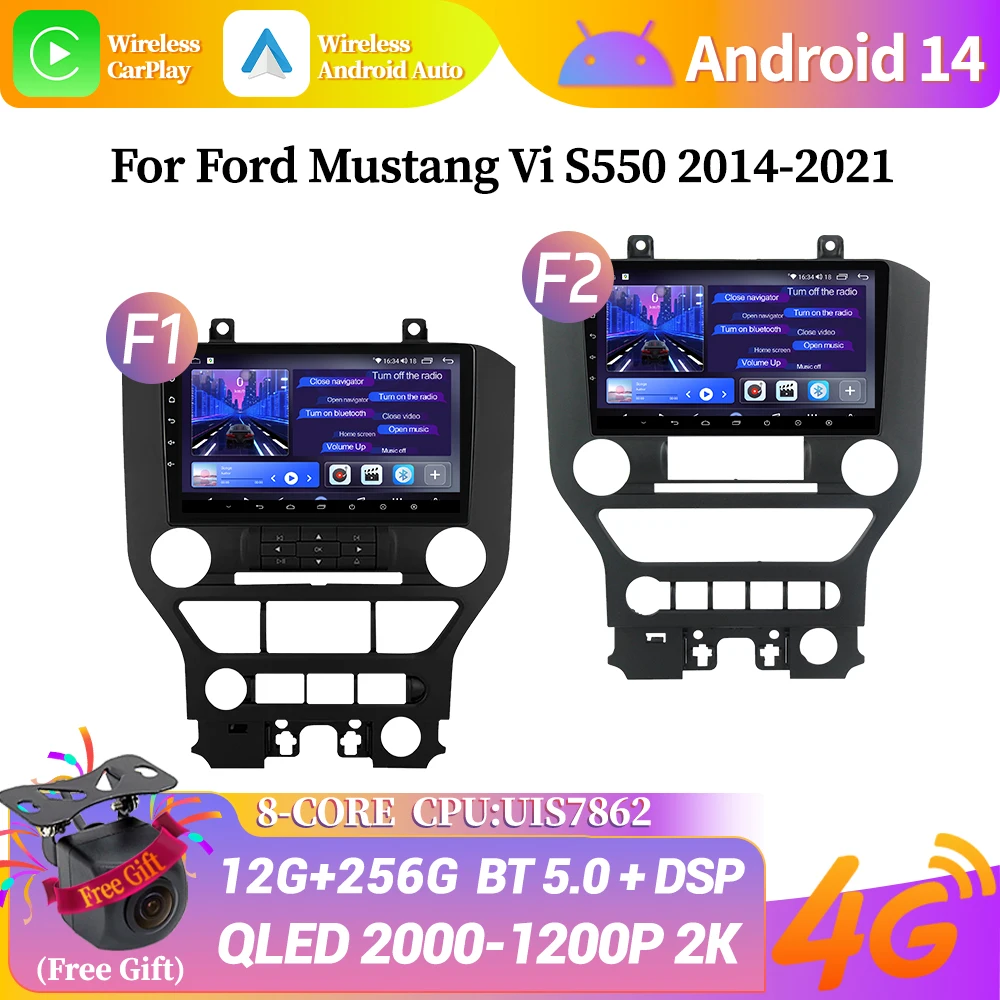 Android 14 Multimedia For Ford Mustang 6 Vi S550 2014-2021 Autoradio 4G GPS Car Radio Player Navigazione BT Carplay Touch Screen