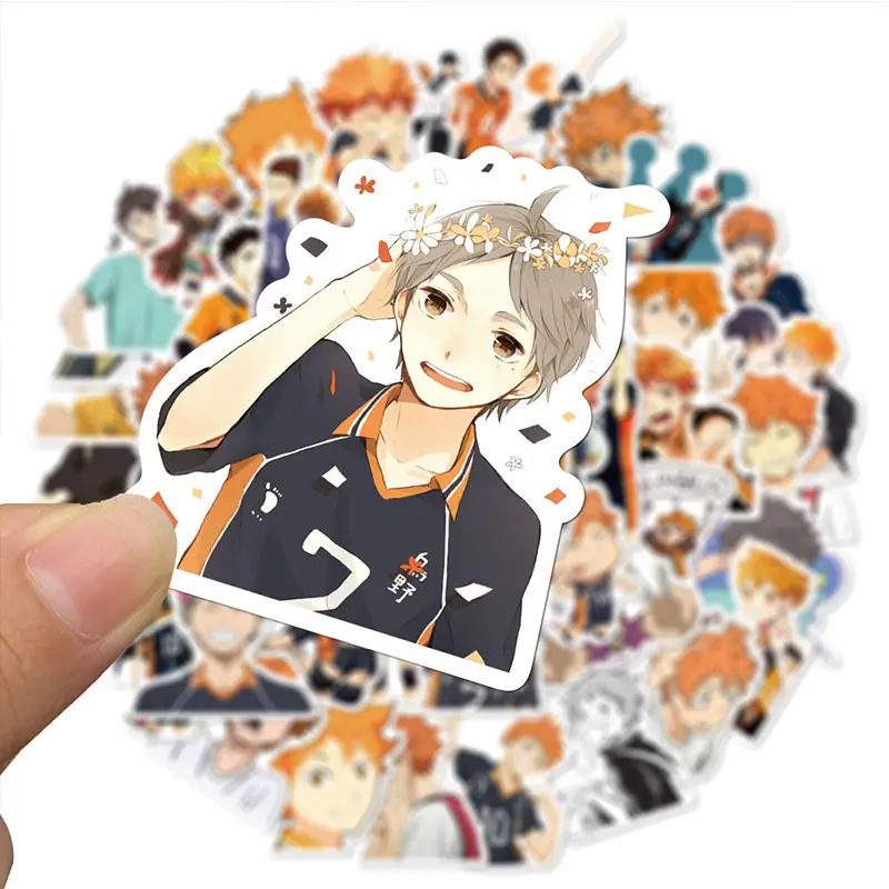 Pegatinas de manual haikyuu de Anime japonés, pegatinas periféricas de dibujos animados, bricolaje, teléfono móvil, ordenador, pegatina no duplicada, regalos, 100 unids/set