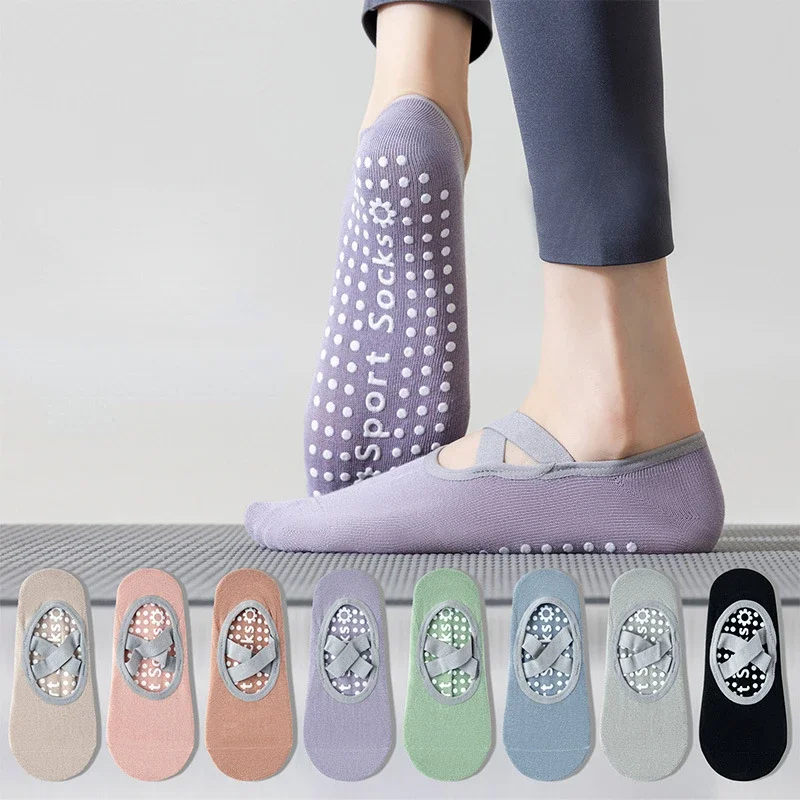 

1 пара профессиональных женских носков для йоги, силиконовые нескользящие носки для балета, пилатеса, спортивные носки для спортзала, дышащие повязки с открытой спиной для танцев