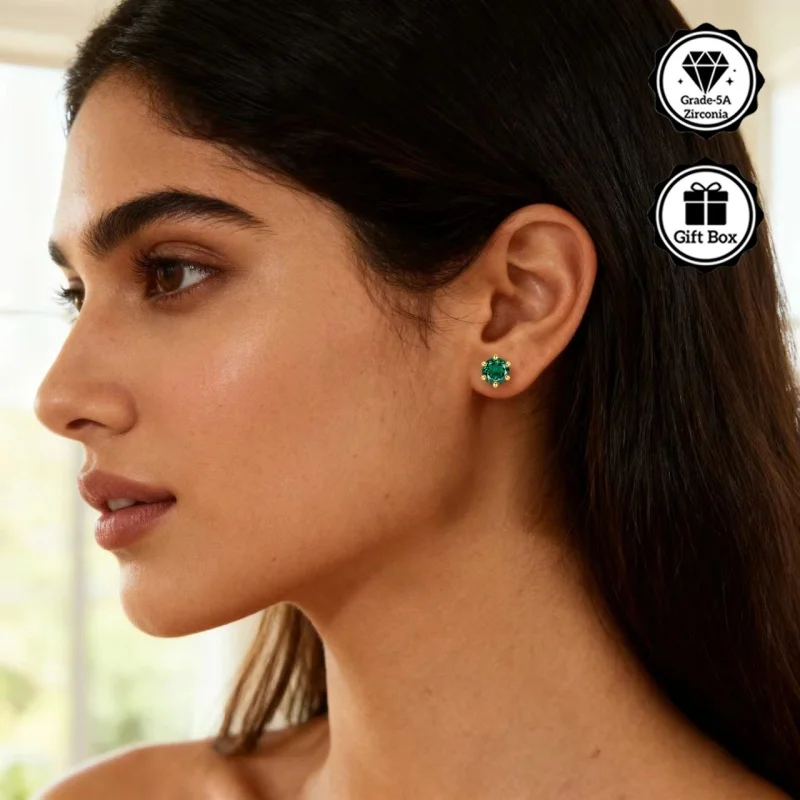 LAMVOICE Schmuck für Damen/Ohrstecker mit 0,6–4 Karat grünem Zirkonia, hypoallergene Ohrringe, Weihnachtsgeschenk für