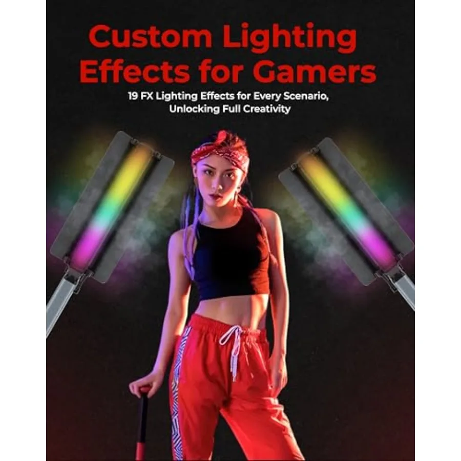70W RGB LED Handheld Light Stick Portable Fill Light with Battery Pack Remote and APP Control CRI 97+ Adjustable 2700K 7500K 1/