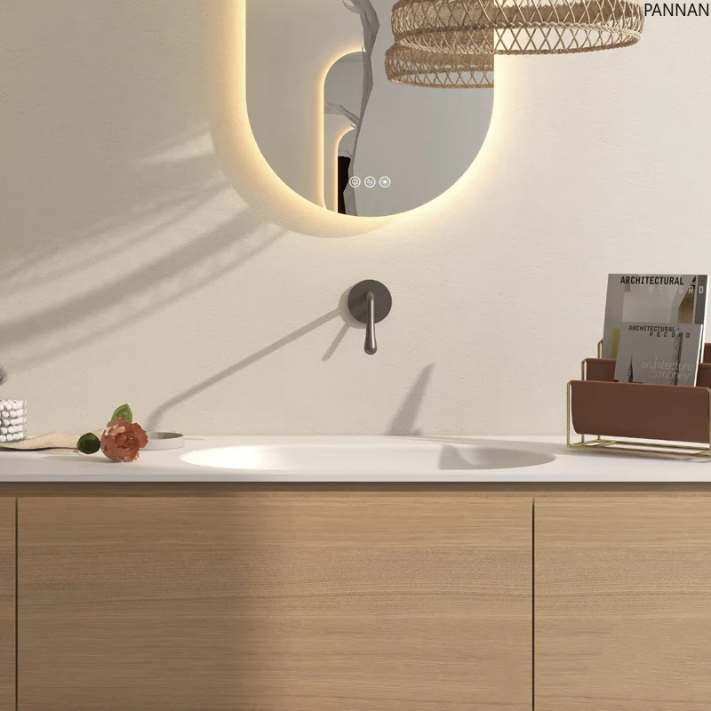 Log wind floor-to-ceiling bathroom cabinet toilet arc table Corian integrated basin washbasin