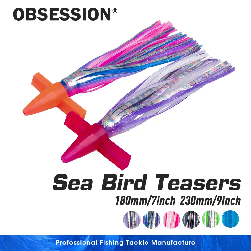 OBSESSION TR005 25g 52g 7/9Inch Drag Fishing Bait Octopus Squid Skirt Lure Slow Sinking Sea Artificial Baits UV Soft Bait