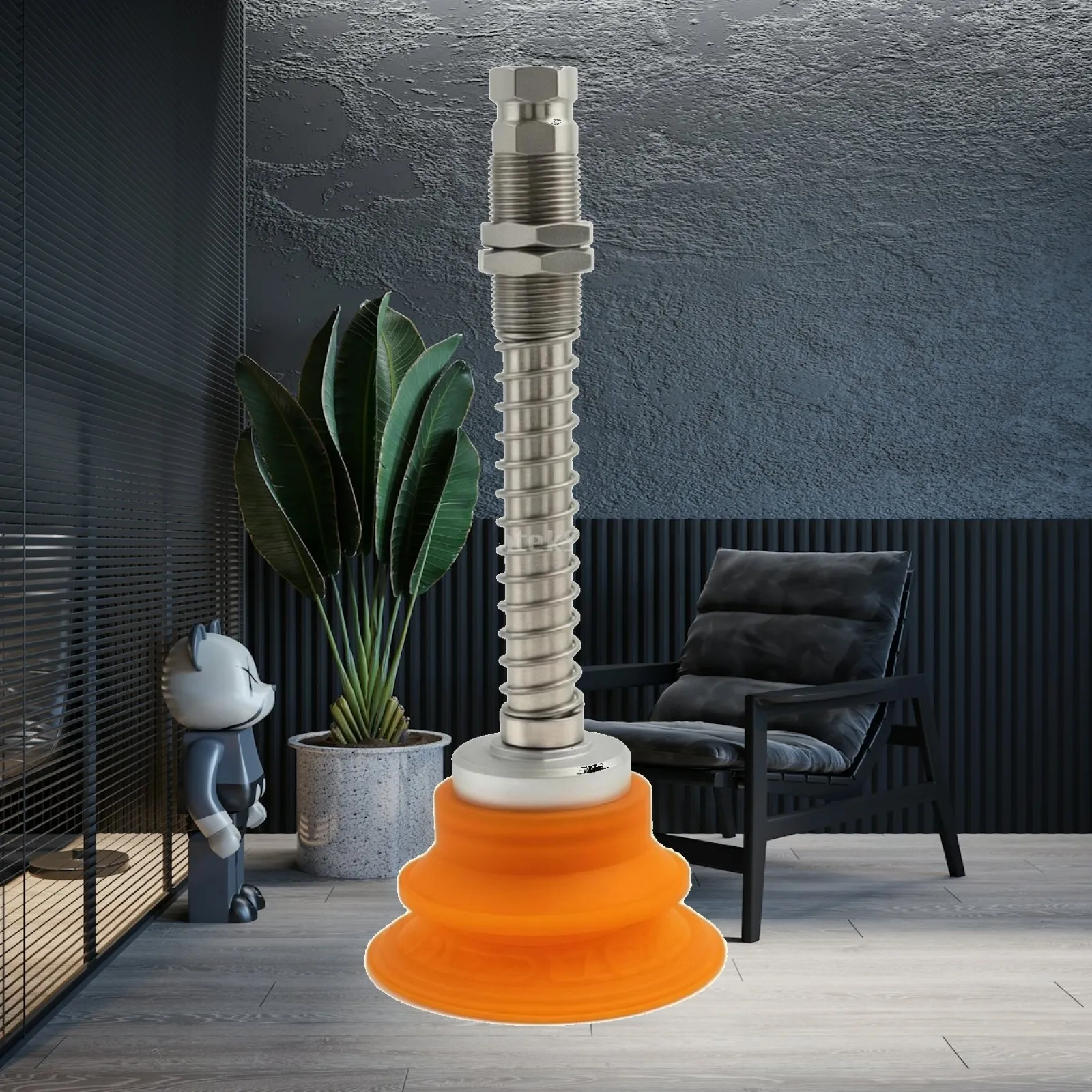 Vacuum Suction Cup with Spring Shock Absorber Polyurethane Fitting for Robot End-Effectors, Machining Equipment
