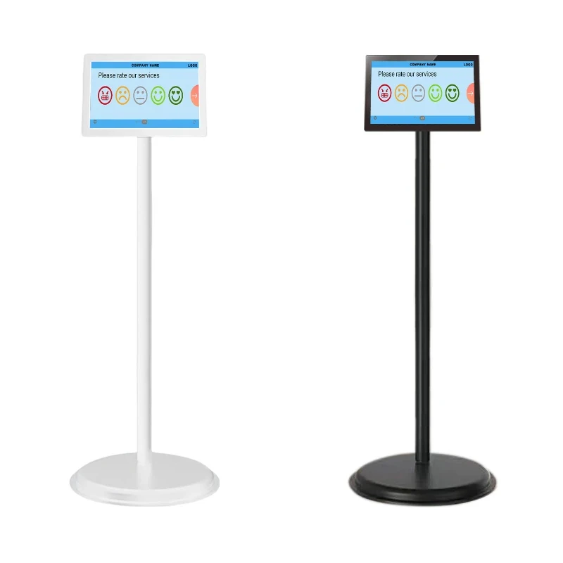 

10.1-Inch floor-mounted touchscreen Satisfaction device button Customer feedback device Service rating Kiosk