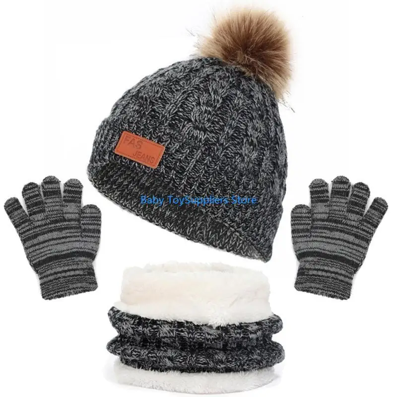 

R1WF Warm Crochet Knitted Hat Gloves for Infant Toddler Baby Girls Boys