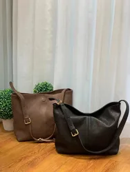 ANGENGRUI Luxury Cowhide Genuine Leather Handbag Natural Leather Casual Tote Bucket Shopper Big Purse Shoulder Bag for Daily Use