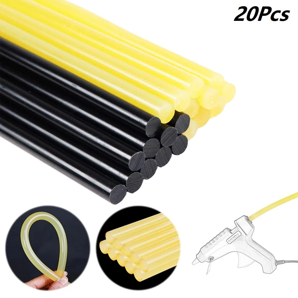 20Pcs Hot Melt Glue Sticks Paintless Dent Repair Tool for Car Dent Remover Set Yellow & Black