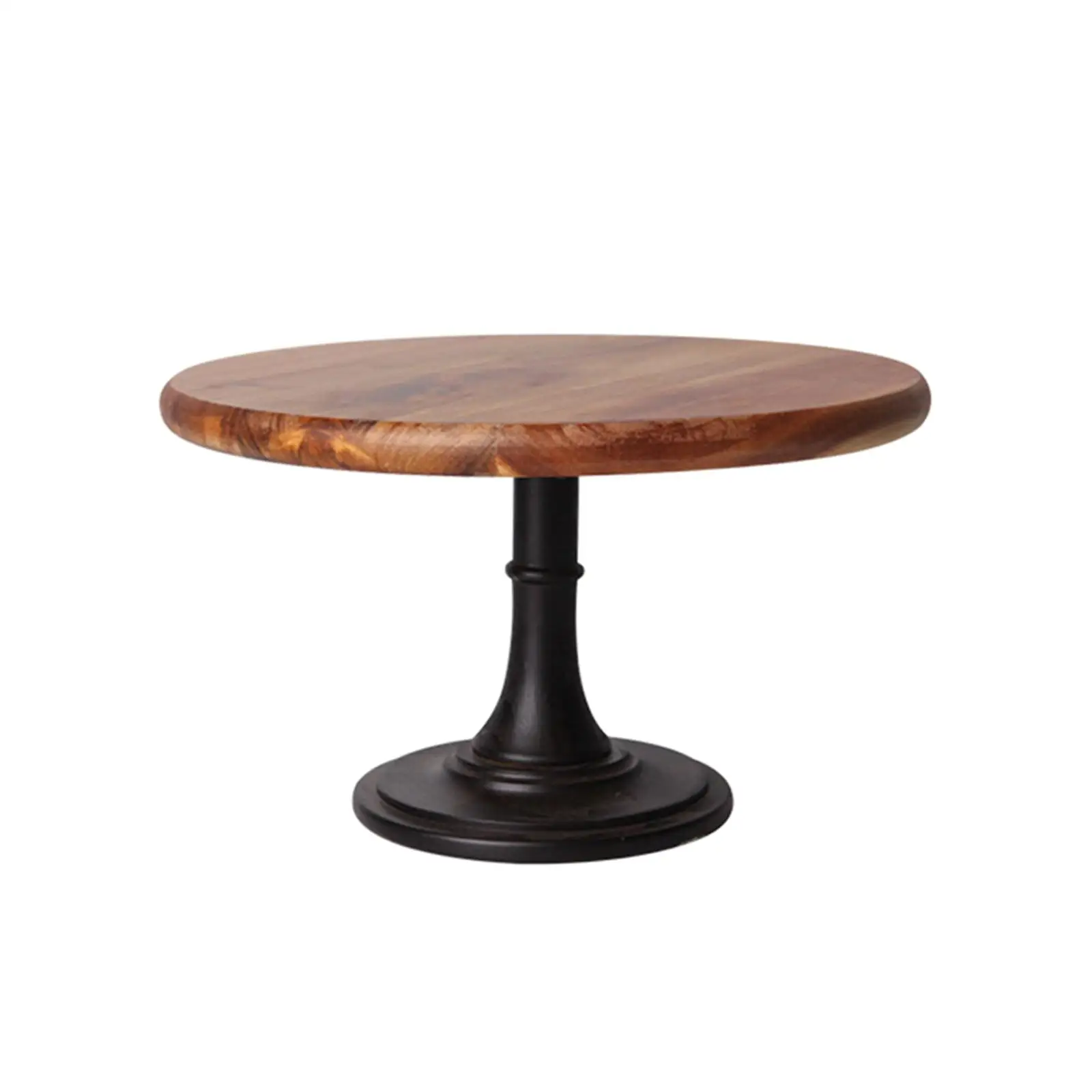 Farmhouse Style Wooden Cake Stand Tall Pedestal Holder Round Plate for Reception and Event Cakes