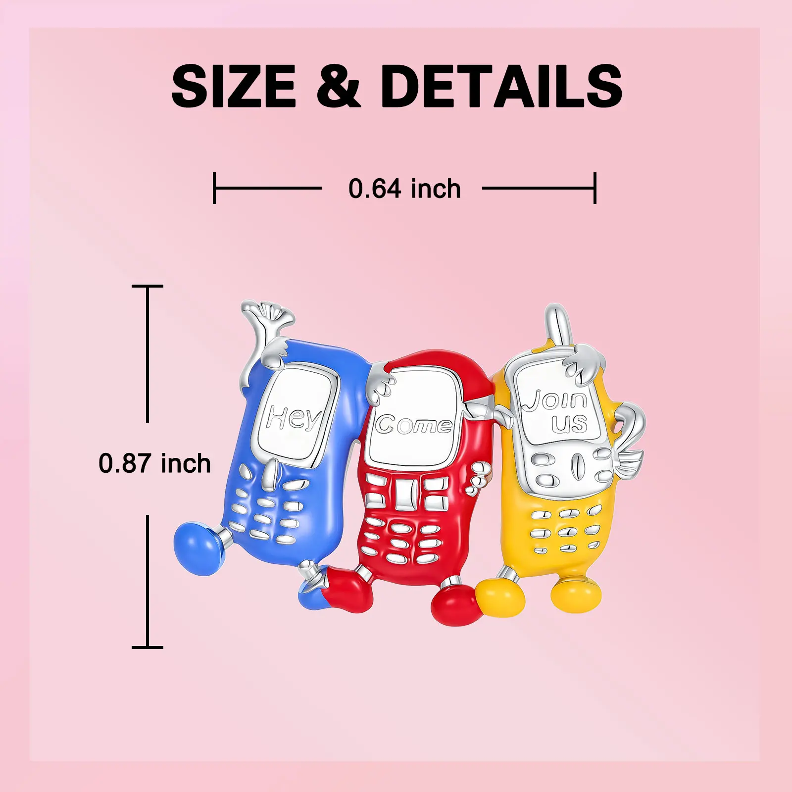 925 Sterling Silver Charm Friendship Y2K Retro Phone Cellphone Pendant for Women Fit Original Bracelet Necklace DIY Accessories