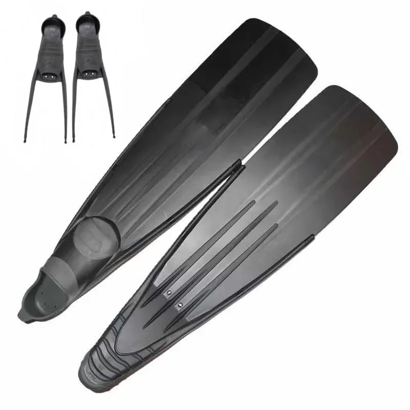 Professional PP+TPR Adjustable Safety Scuba Flipper Long Freediving Fins for Underwater Hunting Spearfishing Swimming