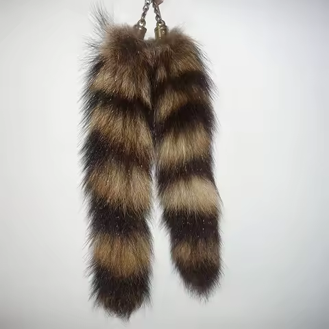 Fox Racoon Fur Tail Keychain Exaggerated Berserk Cute Chain Bags Charm Animal Couple Handbag Gift Pendant Key lanya Accessories