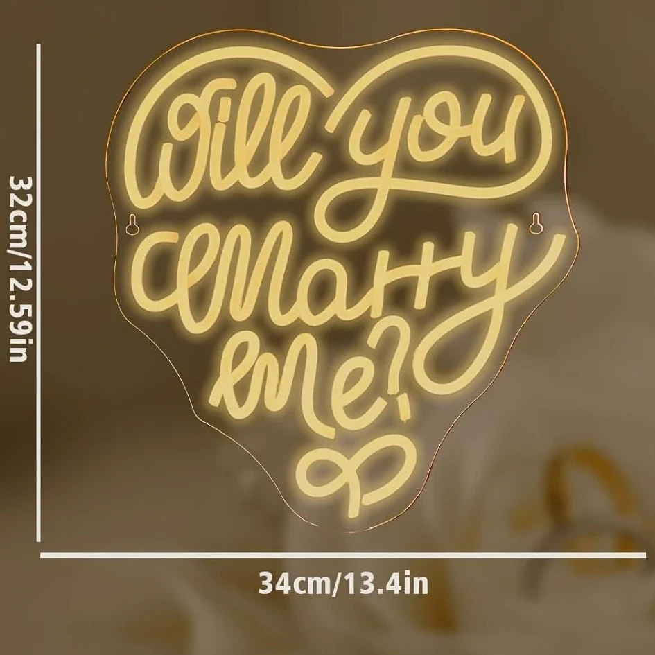 Will You Marry Me Neon Sign USB Dimmable LED Neon Light Sign for Drink Bar Man Cave Bedroom Hotel Shop Garage  Party Wall Decor