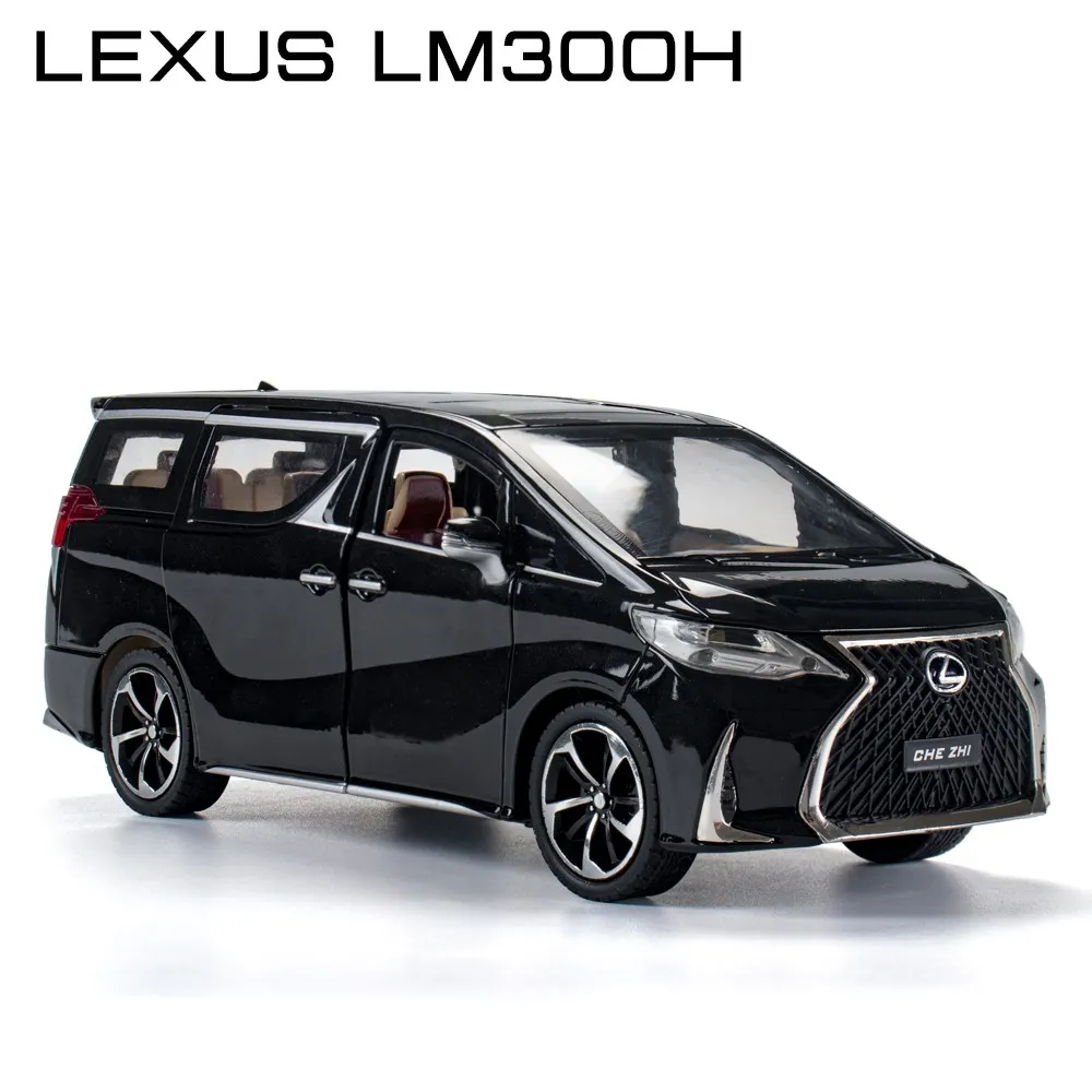 Lexus LM300H MPV Van Diecast Toy Car Model, Miniature Rib Back, Sound and Light Doors, Openable Collection, Gift for Boy, peuv, 1/24