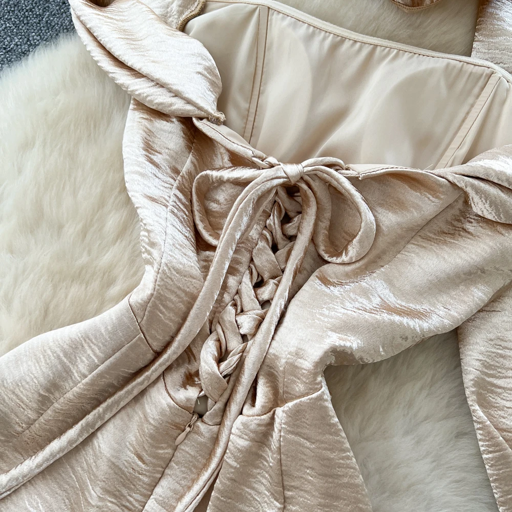 Robe Chic et élégante en satin, sans manches, Vintage, Slim, mode coréenne, vêtements de rue pour femmes