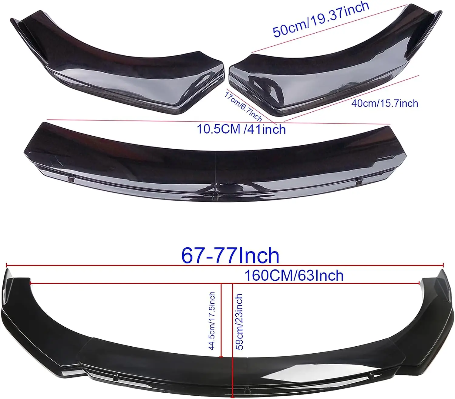 Universal Front Bumper Lip Chin Spoiler PP Front Bumper Lip Sopiler Wing Body with Adjustable 8