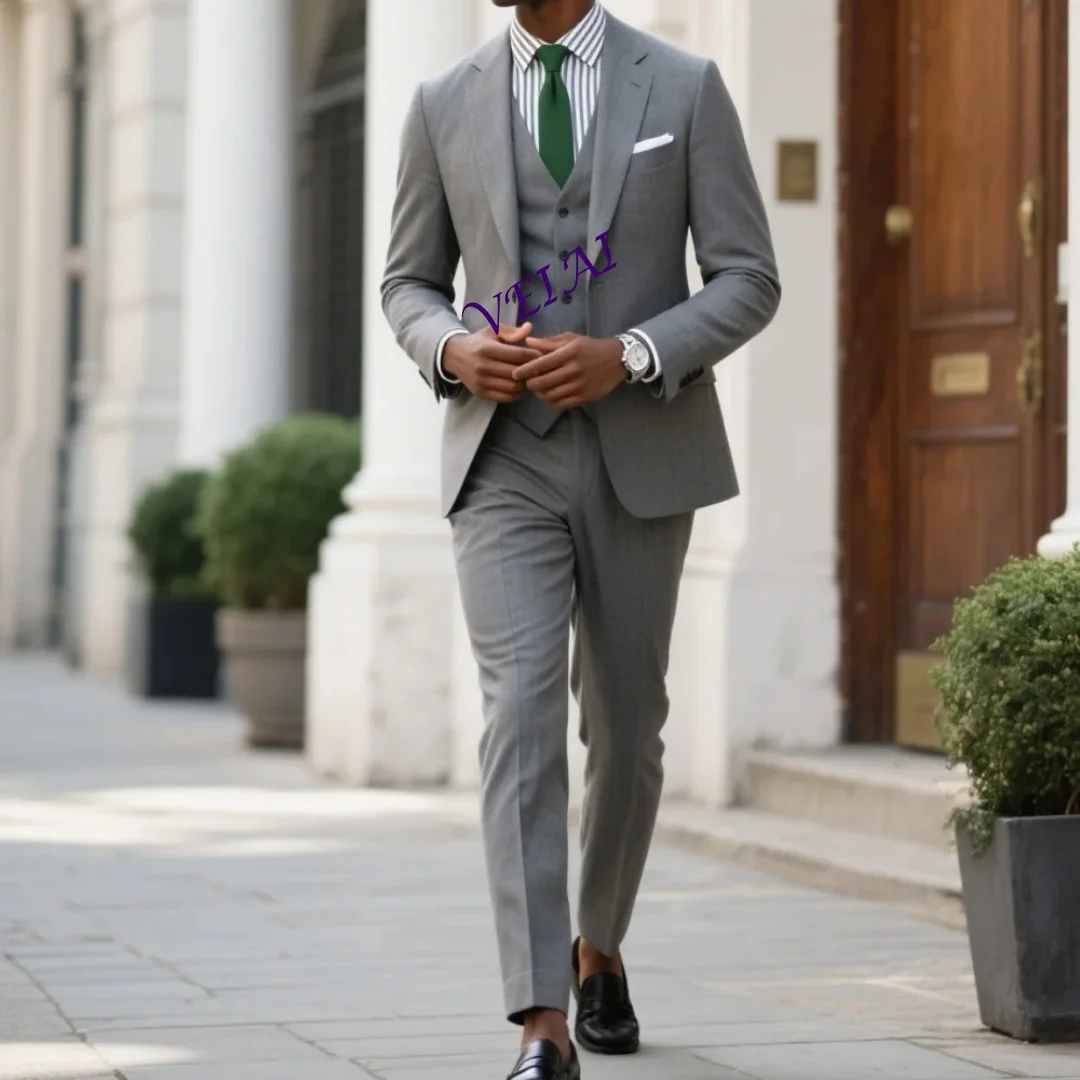 

CustomizedFormal Classic Single-Breasted Men's Suit Set For Wedding Elegant Business 3PCS Men's Suit Set (Jacket, Vest, Pants)