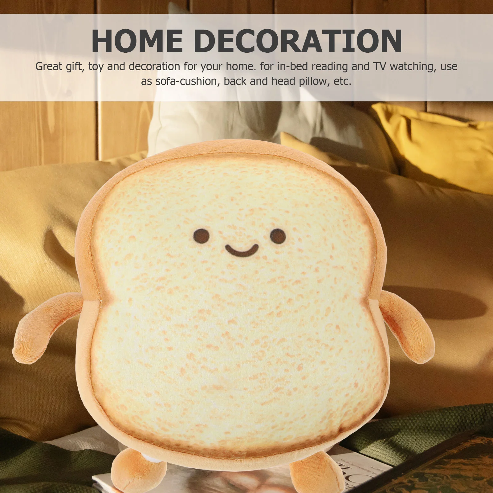 

Plush Toy Toast Shape Bread Pillow Sofa Throw Cushion Adorable Lovely Toys