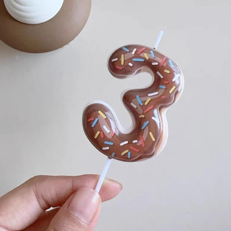 かわいい0～9の数字キャンドル、子供/女の子の誕生日ケーキ、ドーナツデコレーション、デジタルキャンドル、ケーキトッパー、結婚記念日パーティーデコレーション