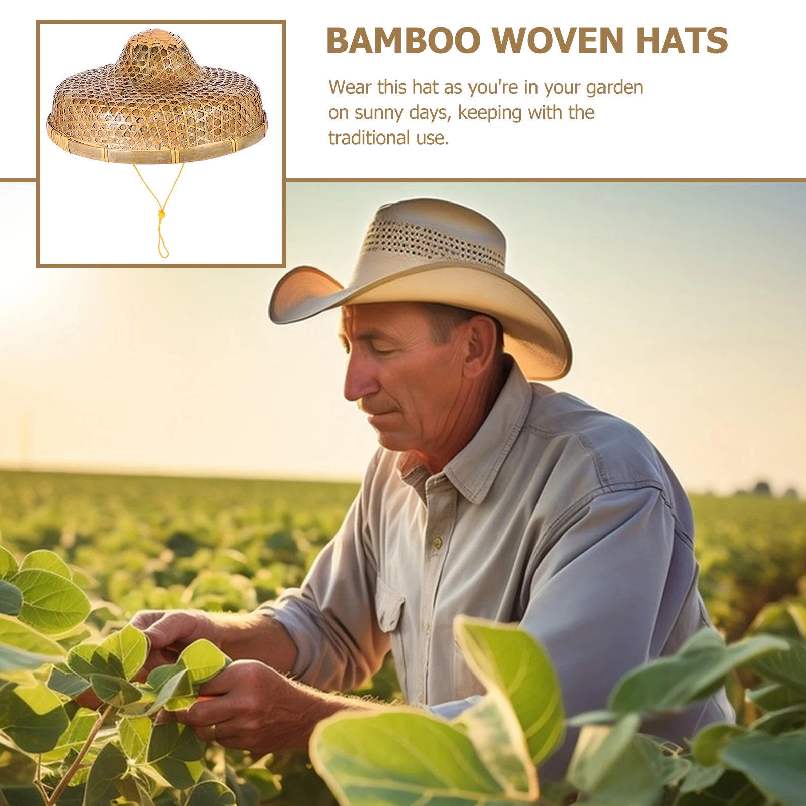 

s Bamboo Woven Fisherman Hat Retro Straw Sun Rain Blocking Gardening Beach Camping Hiking Stage Dance Prop Farmer Cap Large Brim