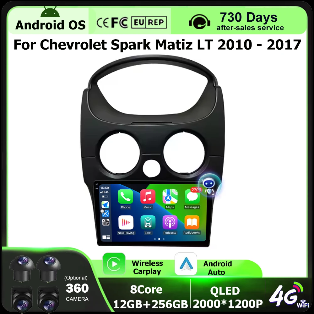 Android 16 Auto For Chevrolet Spark Matiz LT 2010-2017 Car Radio Multimedia Video Player GPS Navigation Tools 4G WIFI Bluetooth
