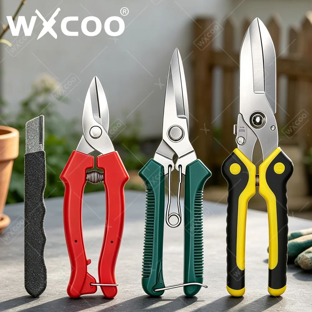 Garden Pruning Shears Stainless Steel Blades Safety Lock Pruning Shears Beginner Gardening Set for Flowers Herbs Small Branches