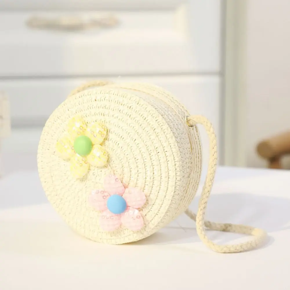 Straw Children's Straw Beach Bag Fashion Casual Heart Pattern Shoulder Bag Cute Crossbody Bag Kids