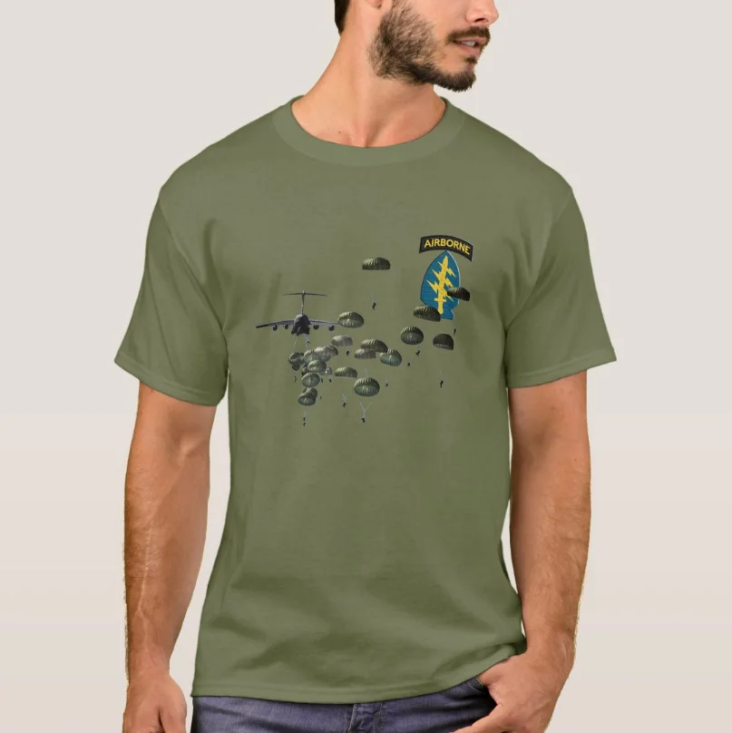 Camiseta de paracaidistas de salto aerotransportado de fuerzas especiales, nueva camiseta informal de verano de manga corta con cuello redondo de algodón 100% para hombre, talla S-3XL