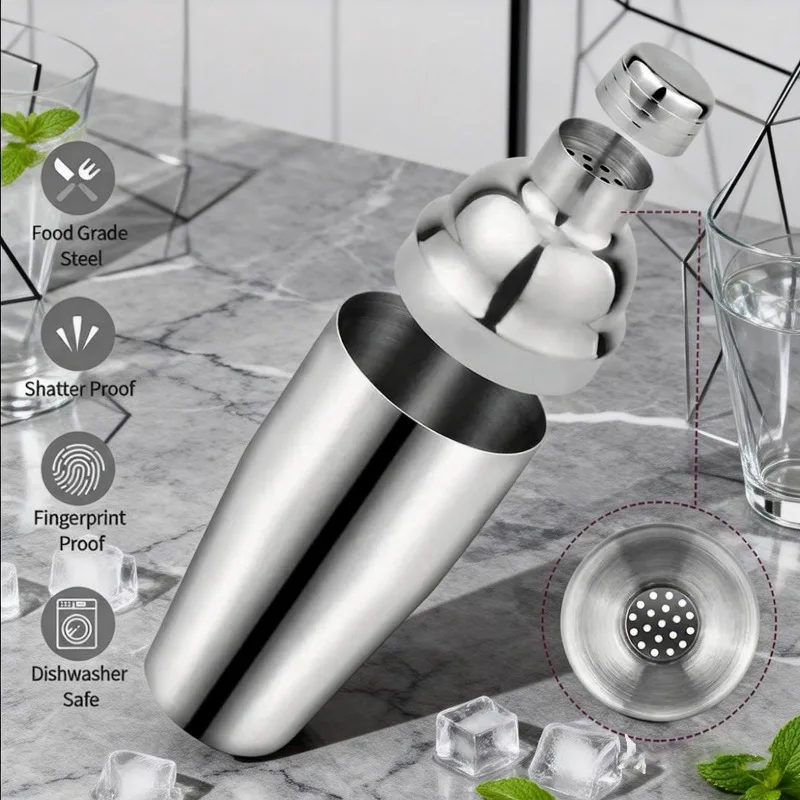 9Pcs Professional Stainless Steel Cocktail Mixing Kit 750ml Boston Shaker Complete Bar Accessories For Beginner Cocktail Making