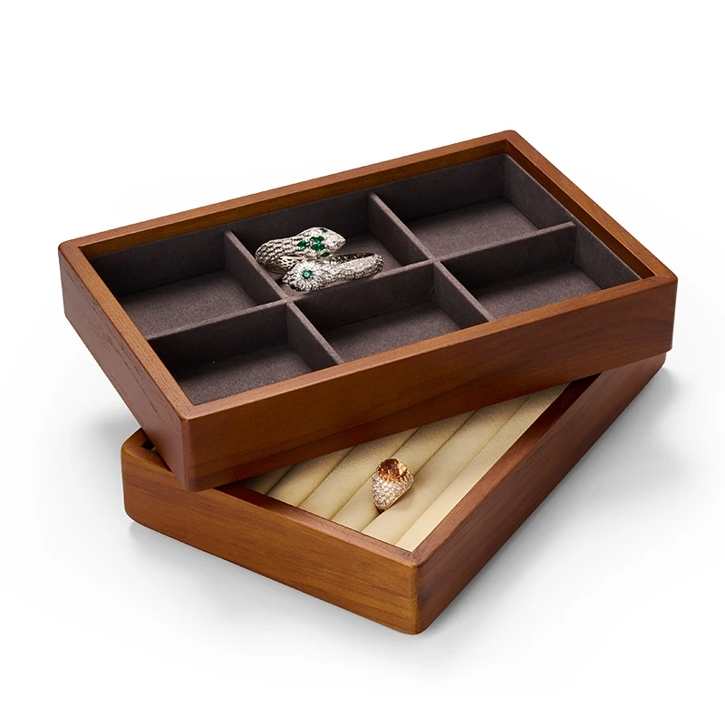 Oirlv Wooden Jewelry Box Organizer Stackable Ring Earrings Bracelet Watch Pendant Boxes Multifunctional Wood Jewelry Storage Box