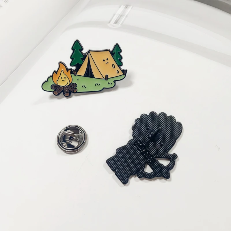 Cartoon Cute Caveman and Outdoor House Design Brooch Vintage Casual Gift Badge Pin DIY Clothing Bags Hat T-shirt Accessories