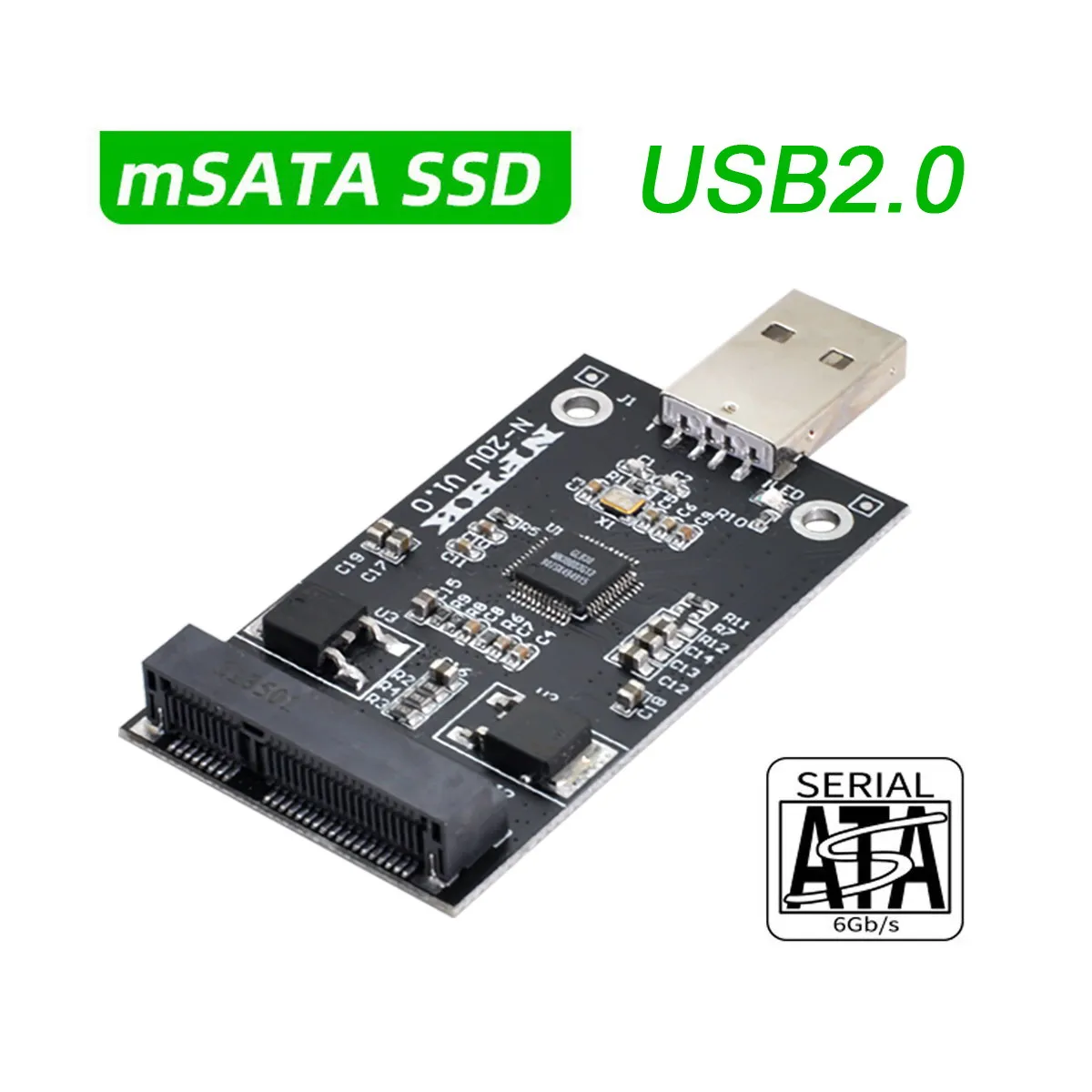 محول MSATA إلى USB 2.0 خارجي SSD PCBA بطاقة تشغيل قلم PCI-E صغيرة