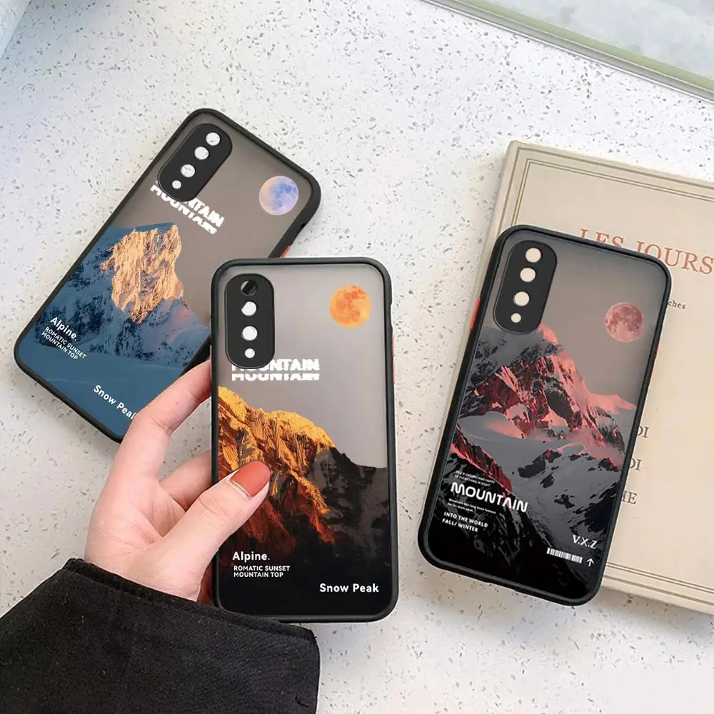 Retro Sunset Snow Mountain Scenery Matte Clear Case for HONOR 70 50 30S 30 20 8X 9A 9X PLAY 4T X7 X8 X9 X10 V40 Case Coque Cover