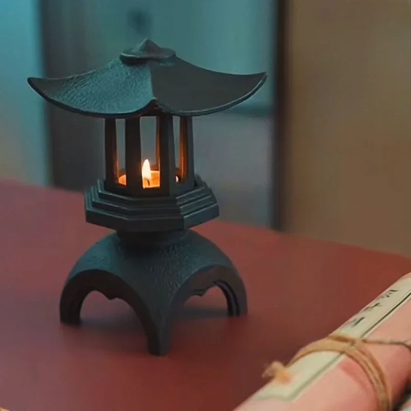 Tea room ornament gifts Zen lamp palace handmade iron Zen imitation retro cast iron oil lamp nostalgia