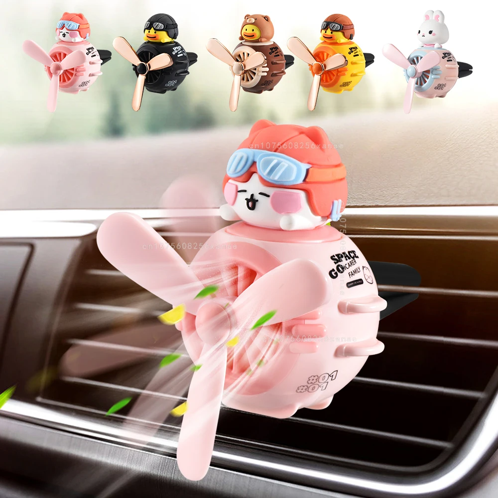 Car Air Freshener Cartoon Pilot Rotating Propeller Outlet Fragrance Magnetic Auto Accessories Interior Perfume Diffus Worldmuma