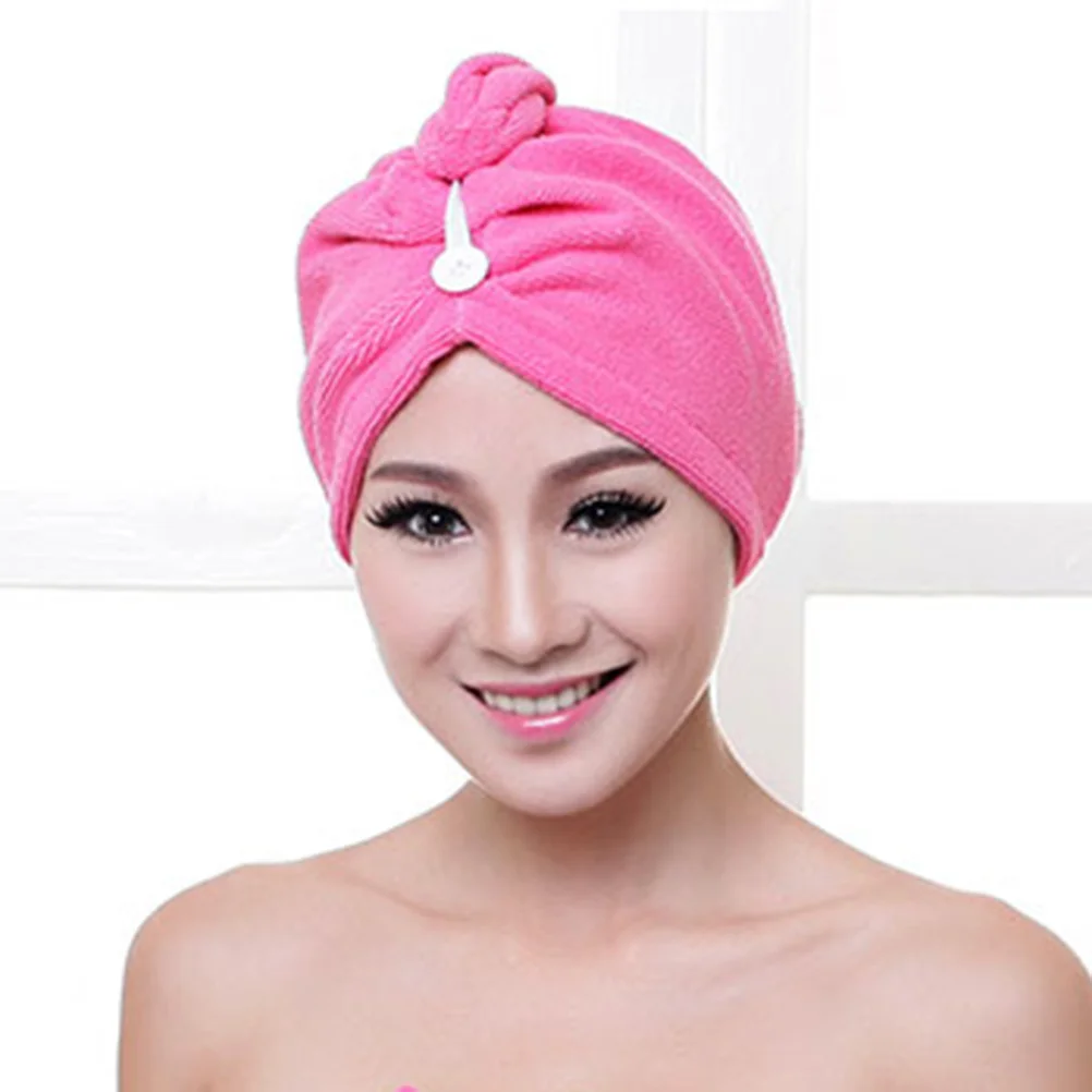 غطاء سميك من الألياف الدقيقة لتجفيف الشعر، غلاف سريع الامتصاص للشعر الطويل، سريع الجفاف، مريح، خفيف الوزن، قبعة تجفيف الشعر باللون الأحمر الوردي