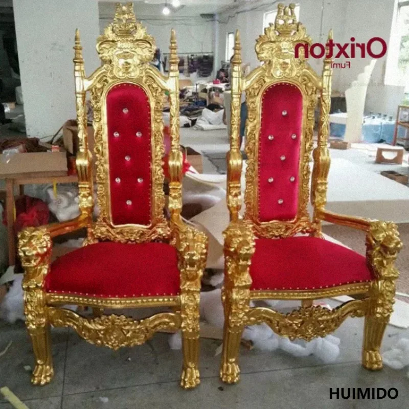 Hot Sale Vintage Style Hotel Wedding/Furniture With Good Quality King Throne Red/Black/White Royal Chair With Gold/Silver Frame
